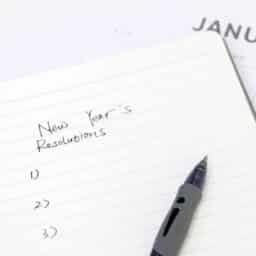 Close up of new year's resolution list